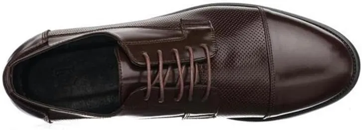 DALGALA Men's Dark Brown Leather Big Size Handmade Captoe Formal Dress Shoes