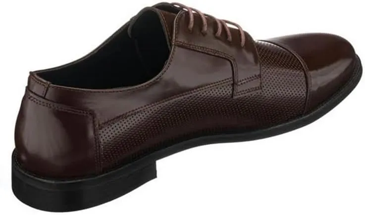 DALGALA Men's Dark Brown Leather Big Size Handmade Captoe Formal Dress Shoes
