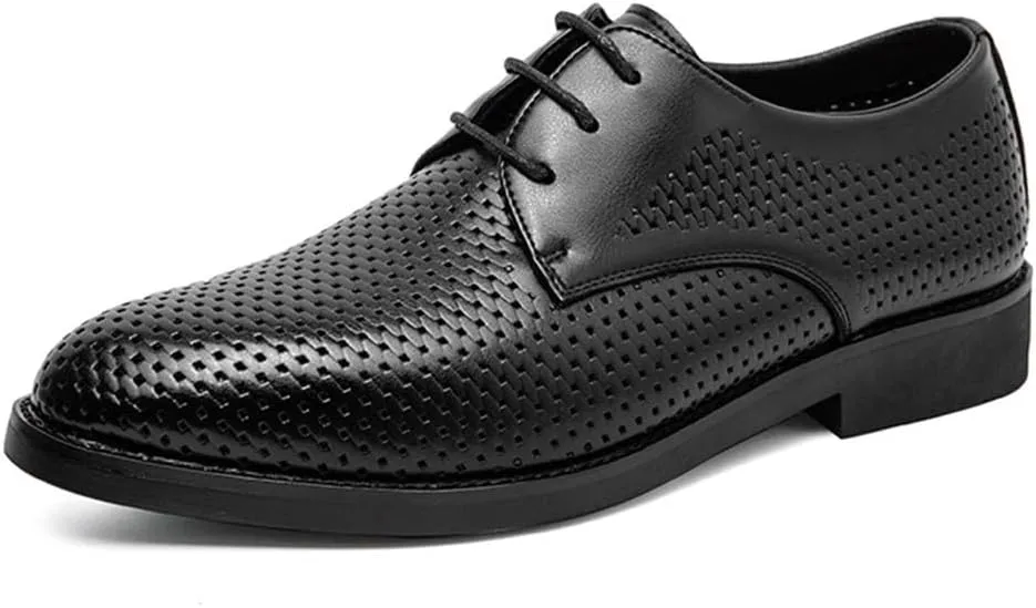 Dress Oxford Shoes for Men Men's Business Dress Shoes Breathable Hollow Fashion Small Square Head Polished Handmade Genuine Leather Oxford Shoe for Mens