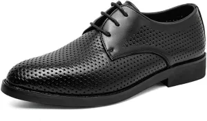 Dress Oxford Shoes for Men Men's Business Dress Shoes Breathable Hollow Fashion Small Square Head Polished Handmade Genuine Leather Oxford Shoe for Mens