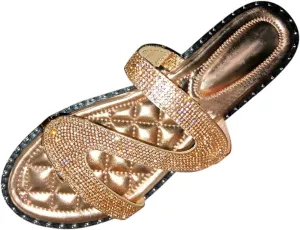 Dressy Sandals for Women Flat Flip Flops Slide Falt Peep toe Gladiator Rhinestone Women's Flat Sandals