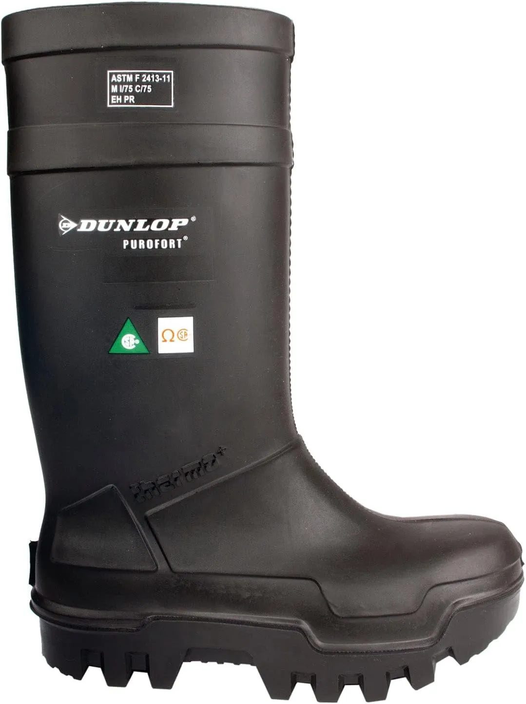 DUNLOP Protective Footwear, Purofort Thermo  full safety Omega/EH black/black, Premium Insole, -58°F Cold Insulation, Steel Toe Cap