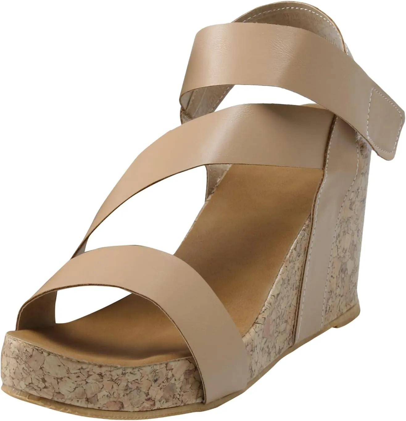 Eduavar Sandals for Women Dressy, Sandals Women Dressy Summer Leather Wedge Platform Sandals Open Toe Sandals Shoes