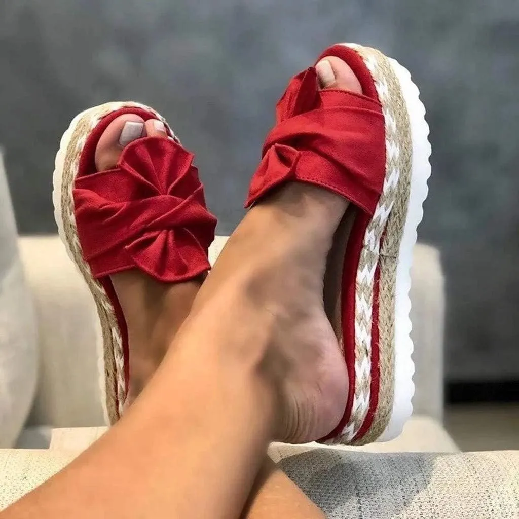 Eduavar Sandals for Women Dressy Summer, Sandals Women Dressy Breathable Open Toe Bow Sandals Women Weave Flat Beach Sandals