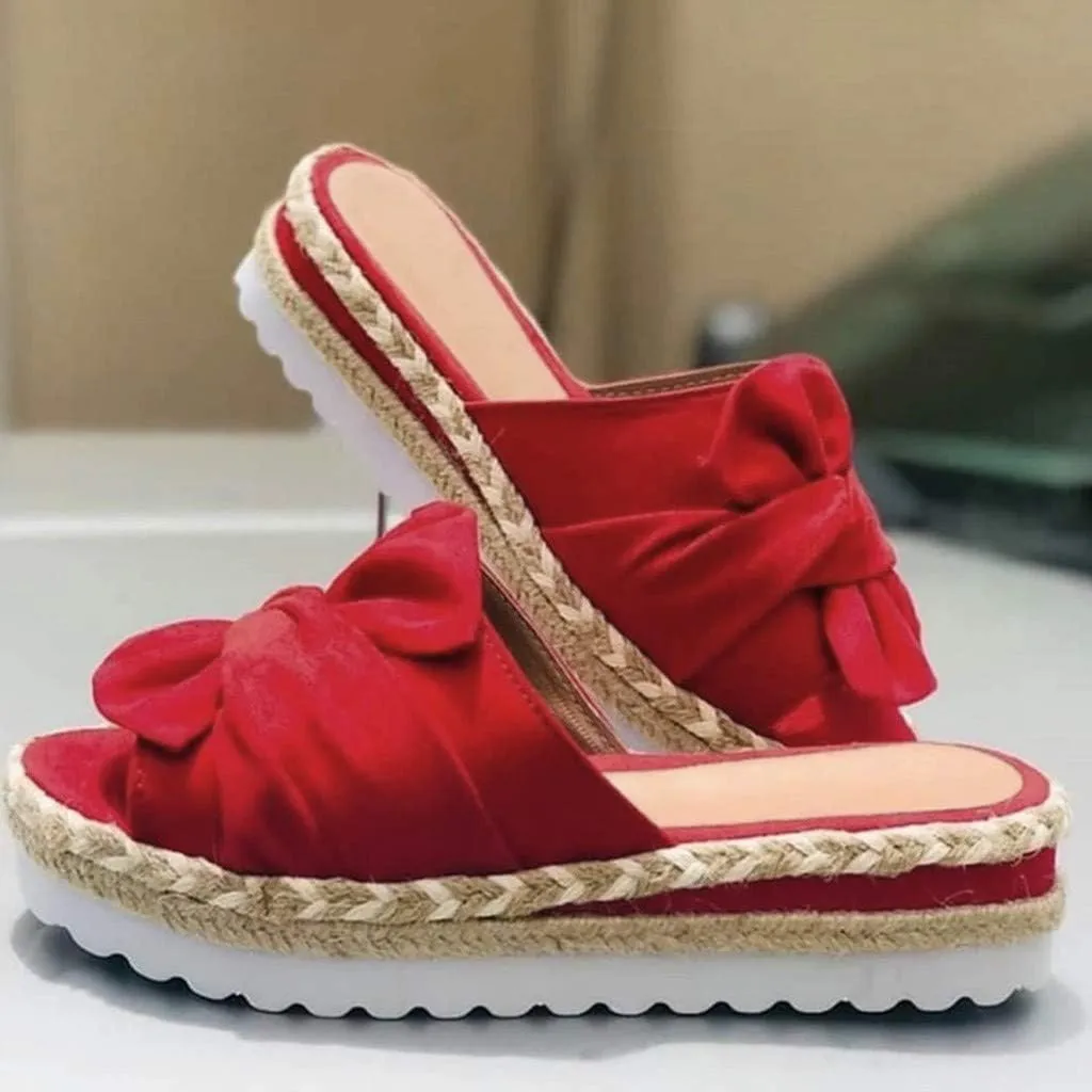 Eduavar Sandals for Women Dressy Summer, Sandals Women Dressy Breathable Open Toe Bow Sandals Women Weave Flat Beach Sandals
