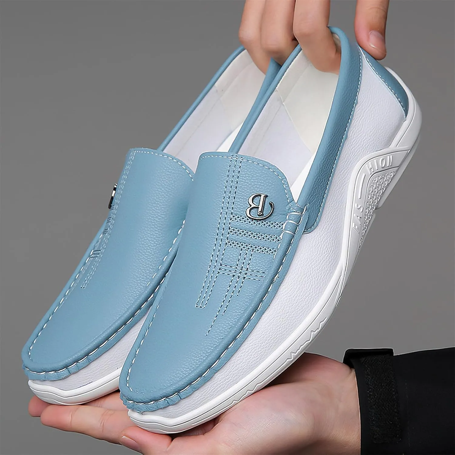 Exusiai Mens Fashion Color Block Slip-On Loafers Breathable,Ultra Comfy, Non-Slip, Durable Rubber Soles Casual Durable Walking Business Style