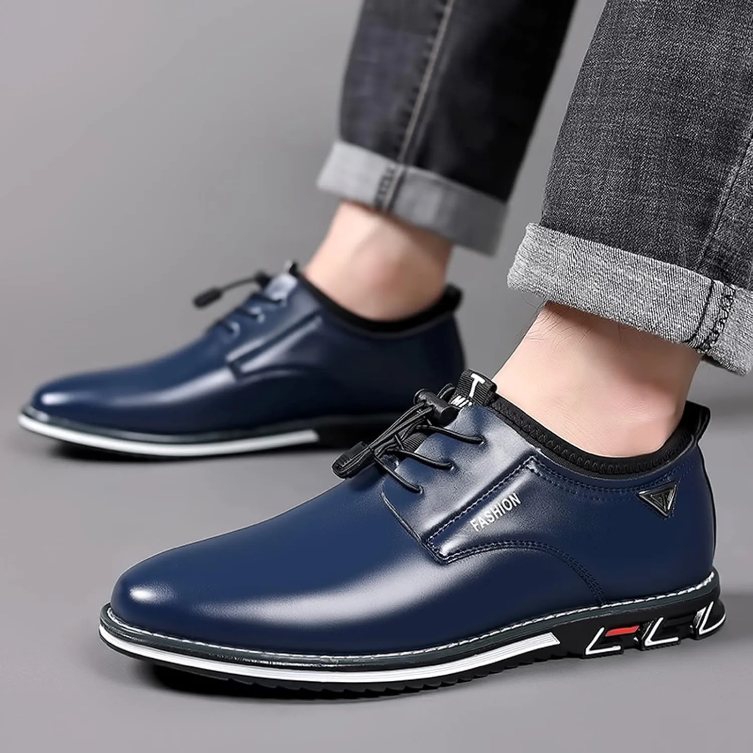 Fashion Style Men's Breathable Comfortable Business Lace Up Work Leisure Solid Color Leather Shoes Dress Boots
