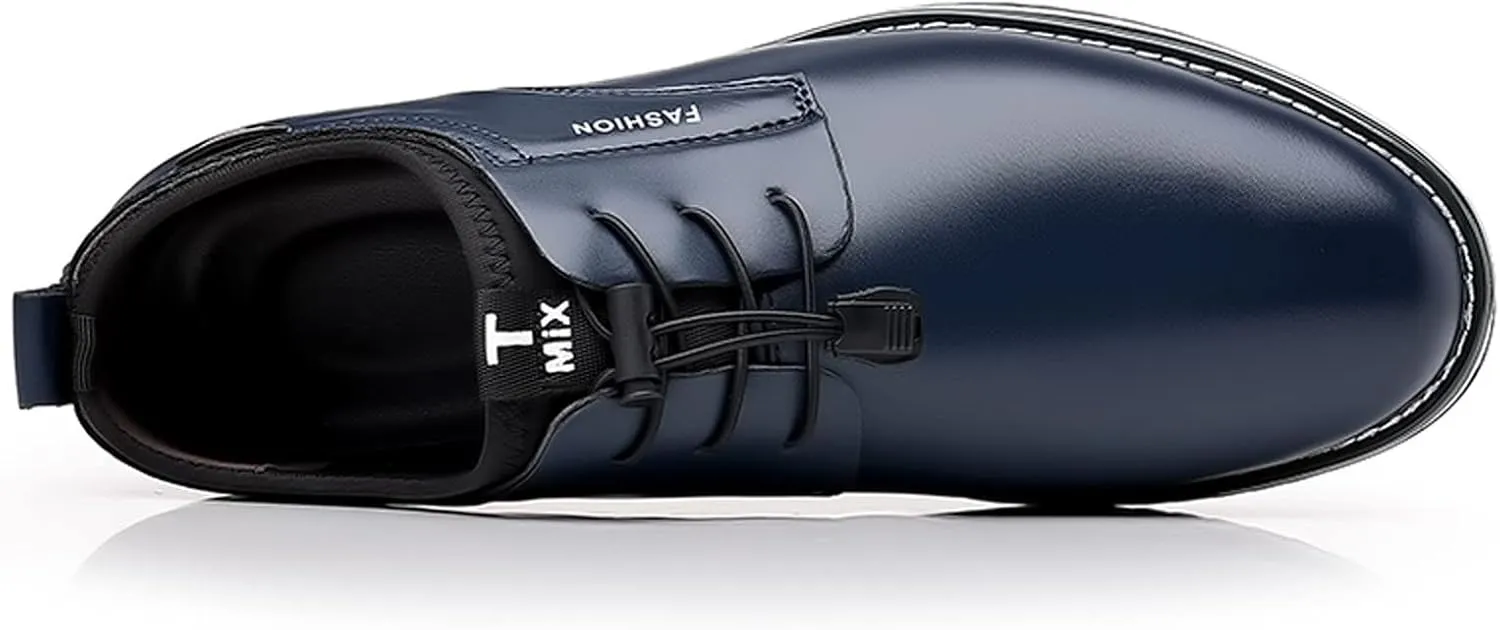 Fashion Style Men's Breathable Comfortable Business Lace Up Work Leisure Solid Color Leather Shoes Dress Boots