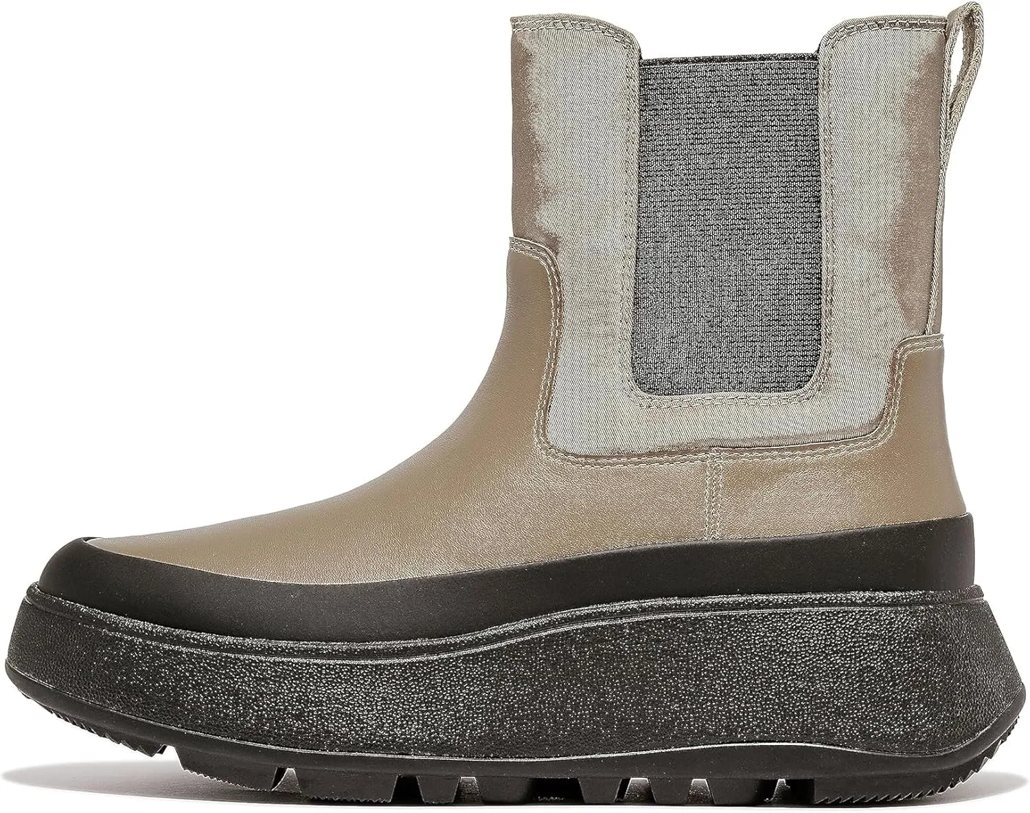 FitFlop F-Mode Water-Resistant Flatform Chelsea Boots for Women - Leather Upper - Microwobbleboard EVA Midsole