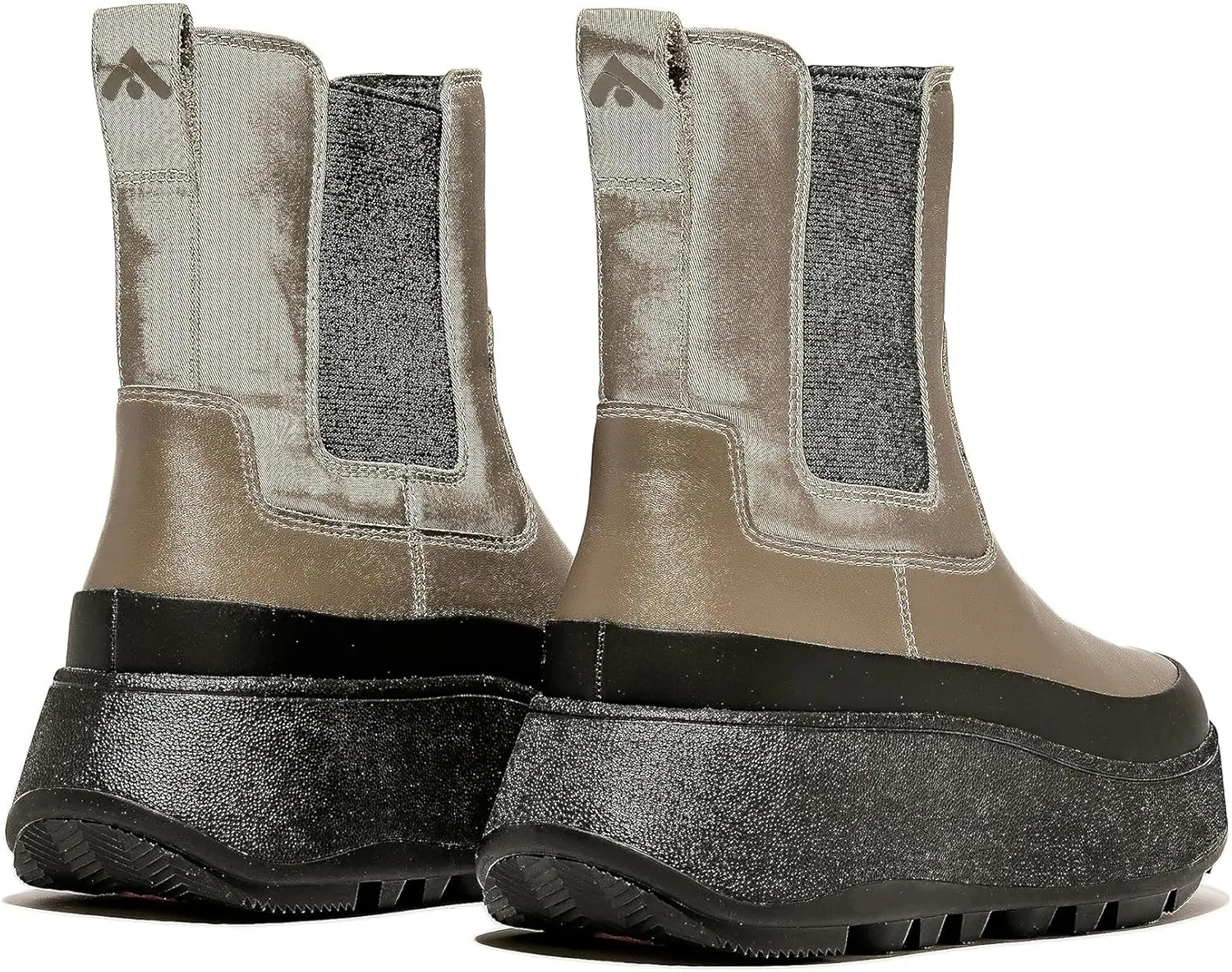 FitFlop F-Mode Water-Resistant Flatform Chelsea Boots for Women - Leather Upper - Microwobbleboard EVA Midsole