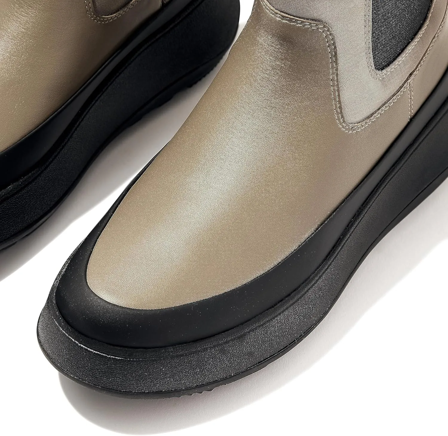FitFlop F-Mode Water-Resistant Flatform Chelsea Boots for Women - Leather Upper - Microwobbleboard EVA Midsole