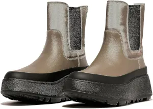 FitFlop F-Mode Water-Resistant Flatform Chelsea Boots for Women - Leather Upper - Microwobbleboard EVA Midsole