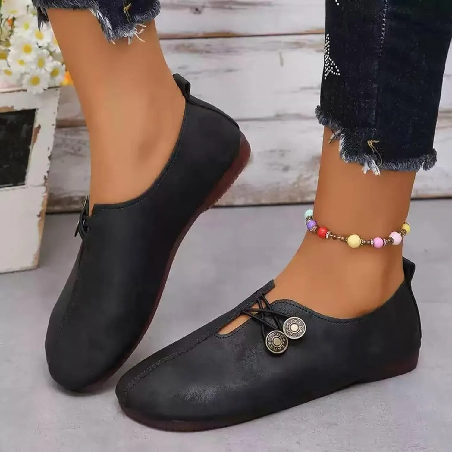 Flats Shoes for Women Dressy Comfortable Round Toe Ballet Flat Shoes Non Slip Business Work Loafer Shoes Casual Shoes