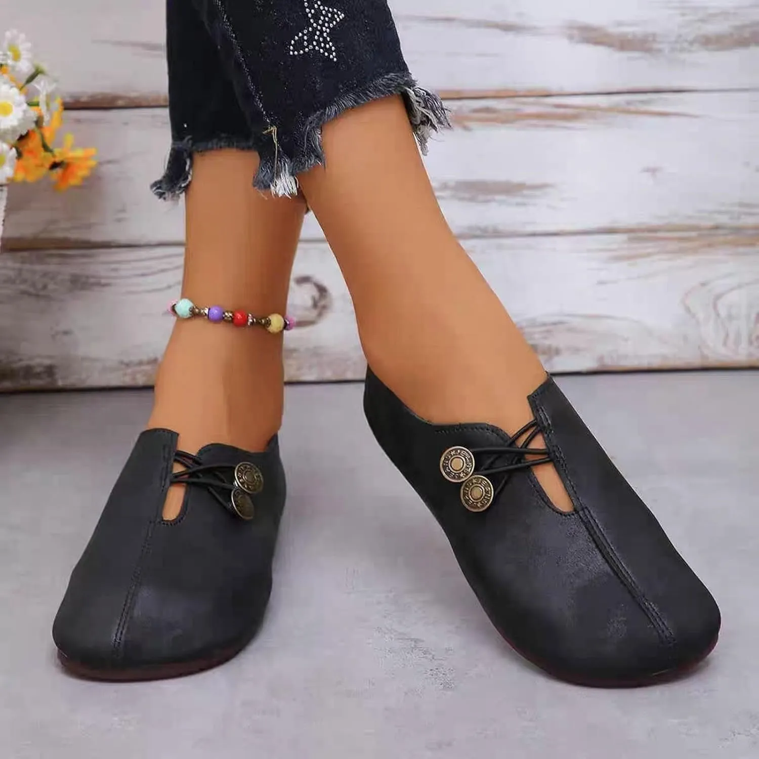 Flats Shoes for Women Dressy Comfortable Round Toe Ballet Flat Shoes Non Slip Business Work Loafer Shoes Casual Shoes