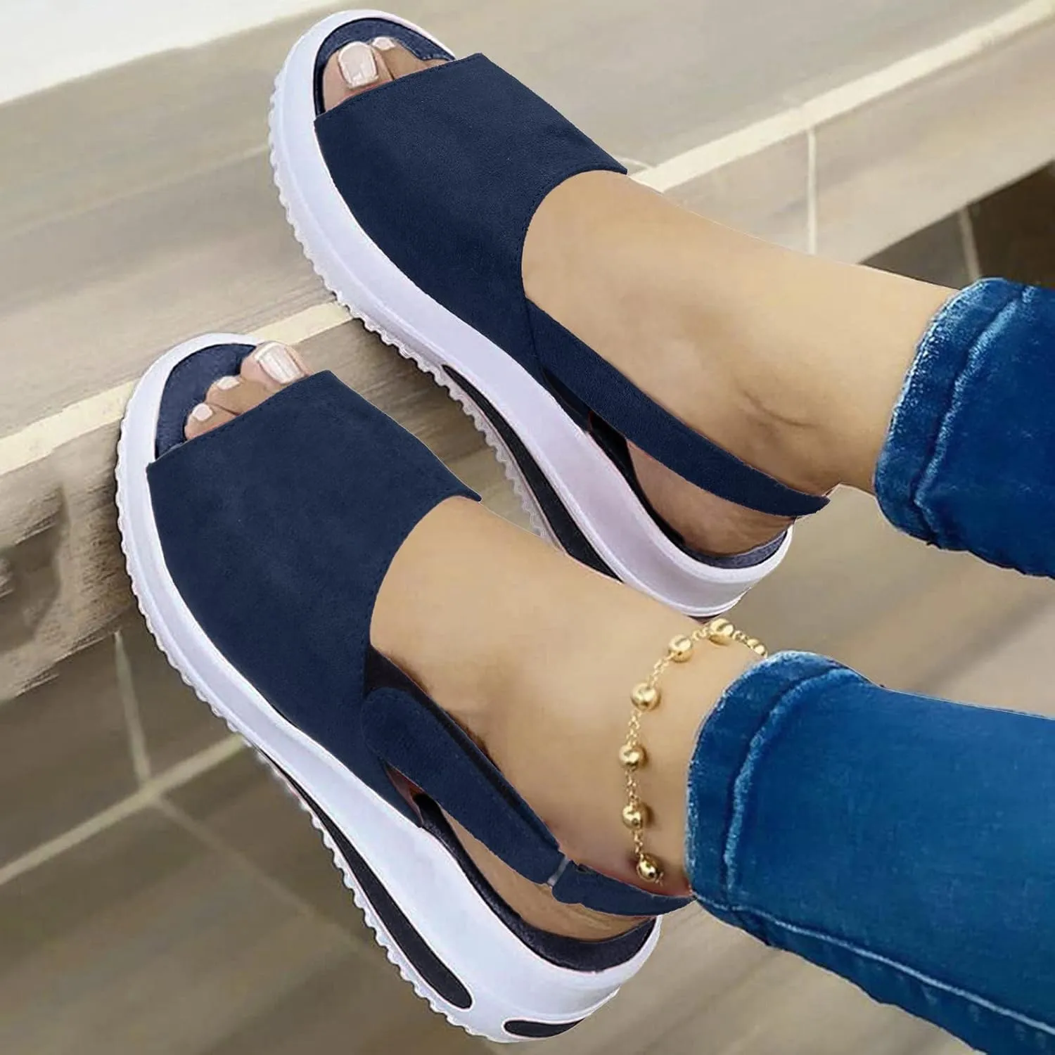 Flip Flops for Women,Dressy Summer Sandals 2023 Peep Toe Platform Sandals Shoes Wedges Ankle Buckle Ladies Flip Flops