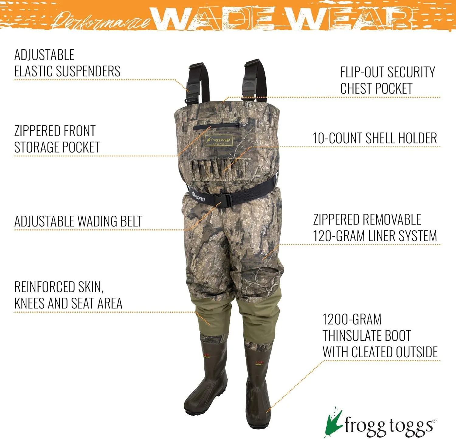 FROGG TOGGS Mens Grand Refuge 2.0 Regular Size Waterproof Breathable & Insulated Chest Wader for Hunting