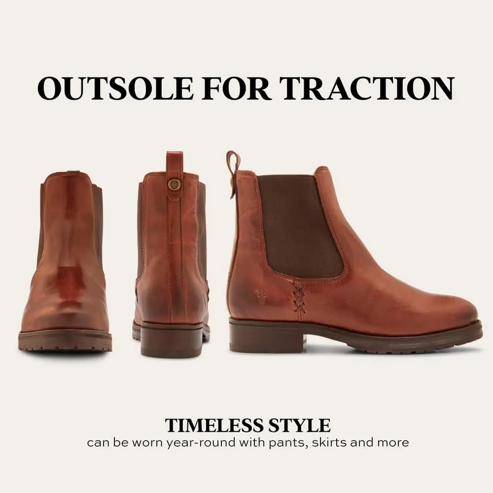 Frye Melissa Chelsea Boots for Women - Rugged and Comfortable Leather Lined Slip On Classics with Leather Outsole and Antique Metal Hardware