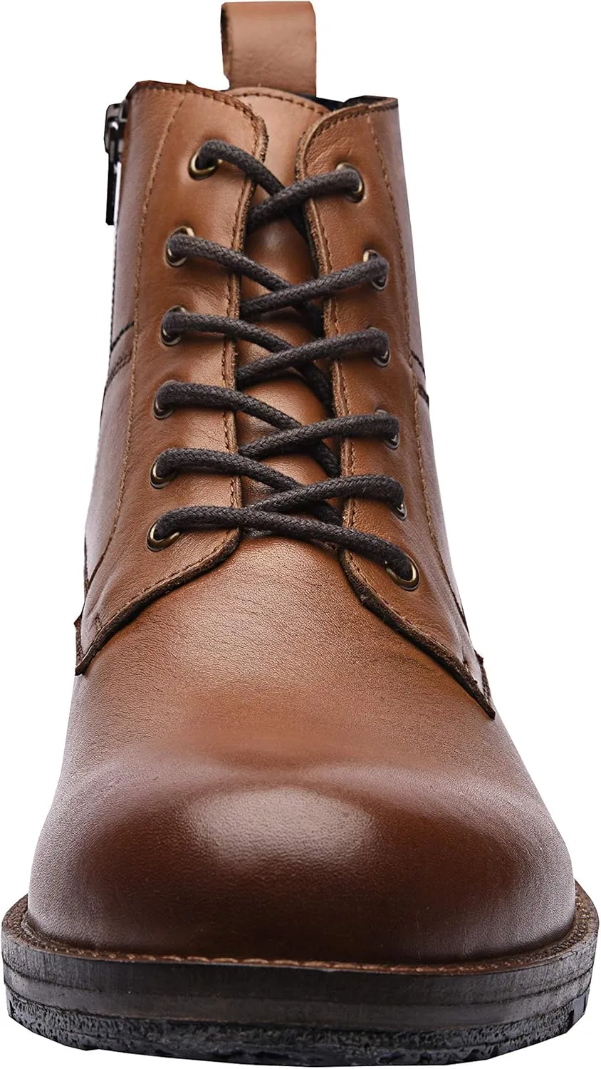 Gaetan | Genuine Leather Combat Boots | Rugged Casual Motorcycle Boots | Ankle Boots for Men | Lace-Up Boot | TPR Sole | Casual Winter Boot