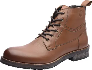 Gaetan | Genuine Leather Combat Boots | Rugged Casual Motorcycle Boots | Ankle Boots for Men | Lace-Up Boot | TPR Sole | Casual Winter Boot