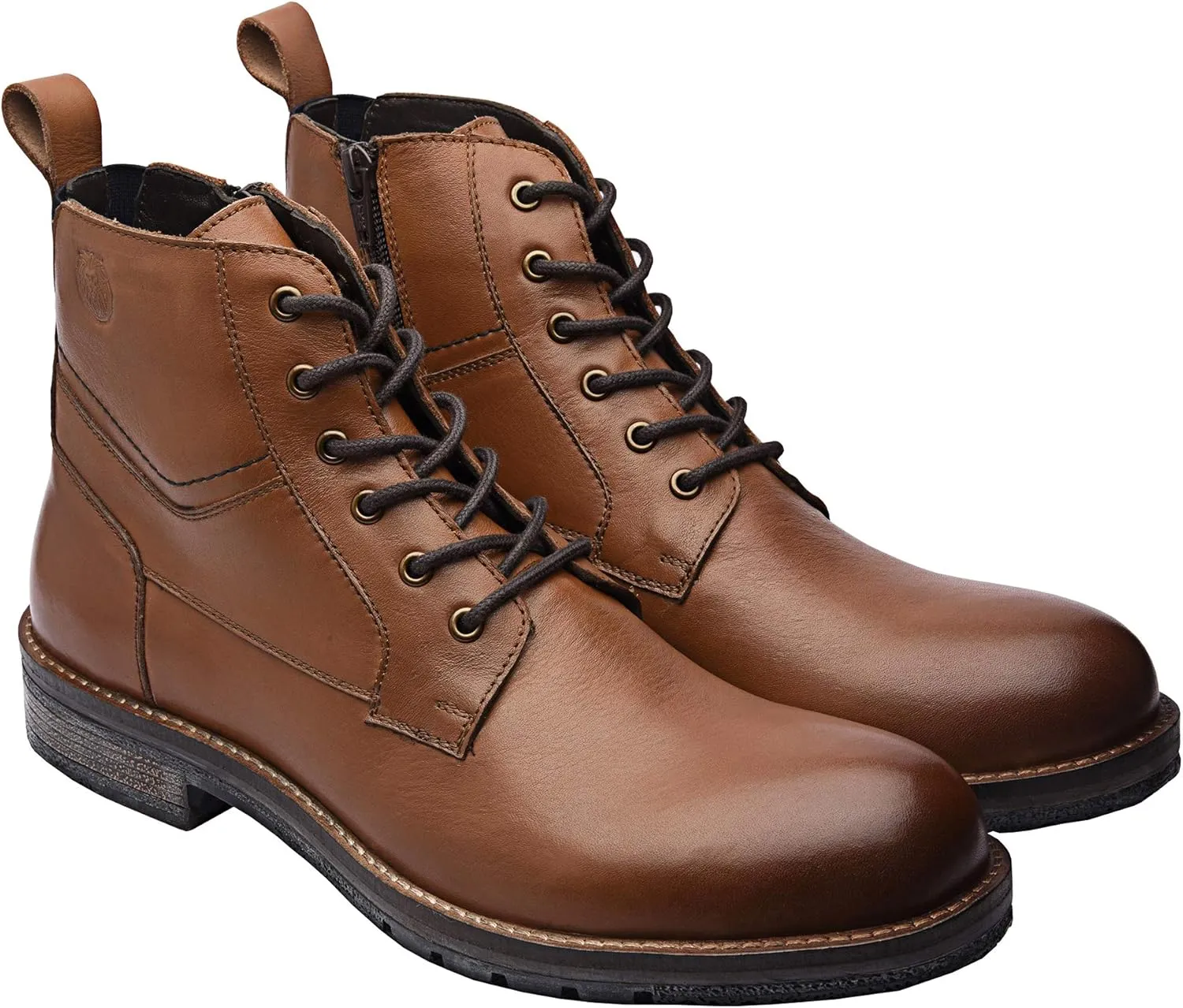 Gaetan | Genuine Leather Combat Boots | Rugged Casual Motorcycle Boots | Ankle Boots for Men | Lace-Up Boot | TPR Sole | Casual Winter Boot