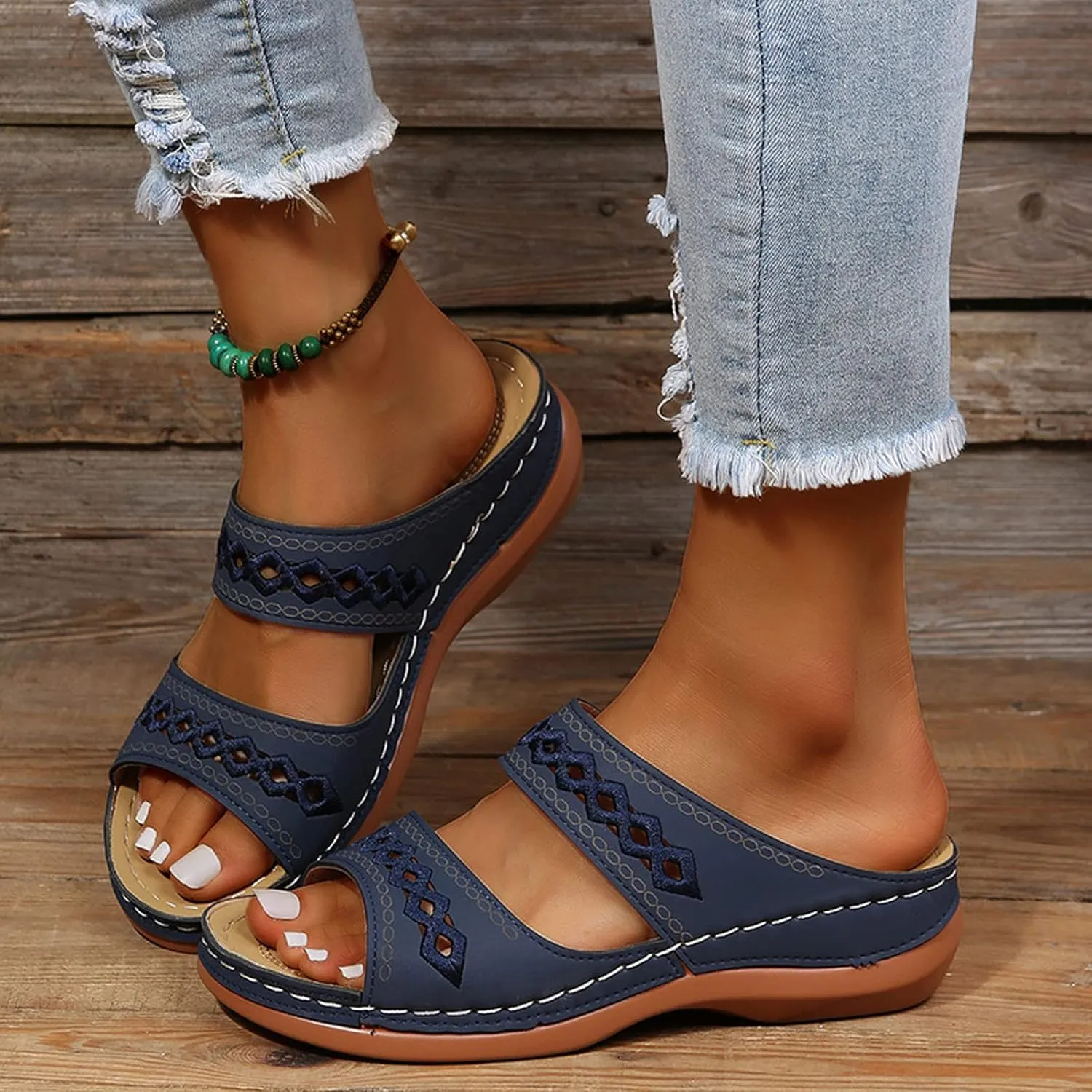 Generic Orthopedic Sandals for Women Arch Support Sandals Summer Casual Orthotic Sandals Flip Flops Comfortable Sandals