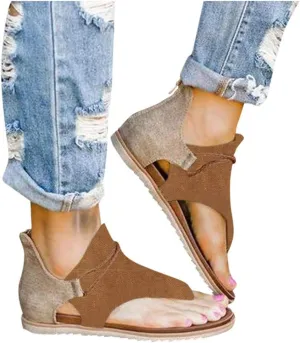 Gibobby Sandals for Women Comfy Flat Summer Casual Elastic Flat Sandals Summer Beach Vocation Ankle Strap Flip Flop