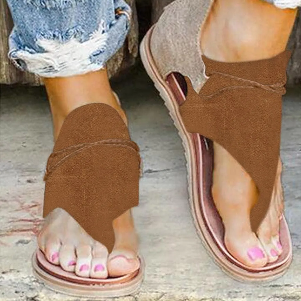 Gibobby Sandals for Women Comfy Flat Summer Casual Elastic Flat Sandals Summer Beach Vocation Ankle Strap Flip Flop