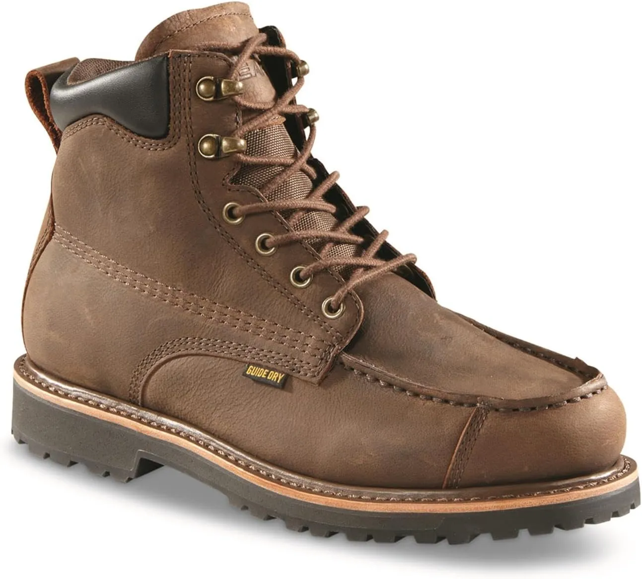 Guide Gear Rugged Timber Mens Chukka Boots Waterproof Leather Work Shoes, Moisture Wicking Insoles, Pull-On Ankle Boot