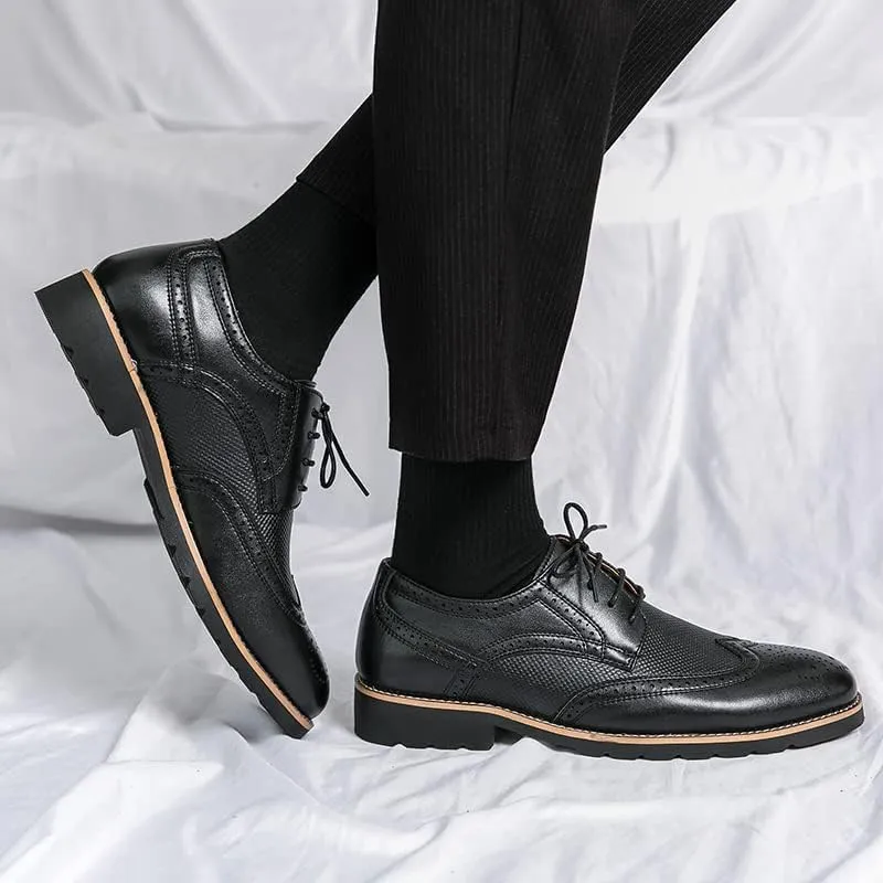 Handmade Mens Wingtip Oxford Shoes Brown Leather Brogue Men's Dress Shoes Classic Business Formal Shoes for Men Zapatillas Hombre