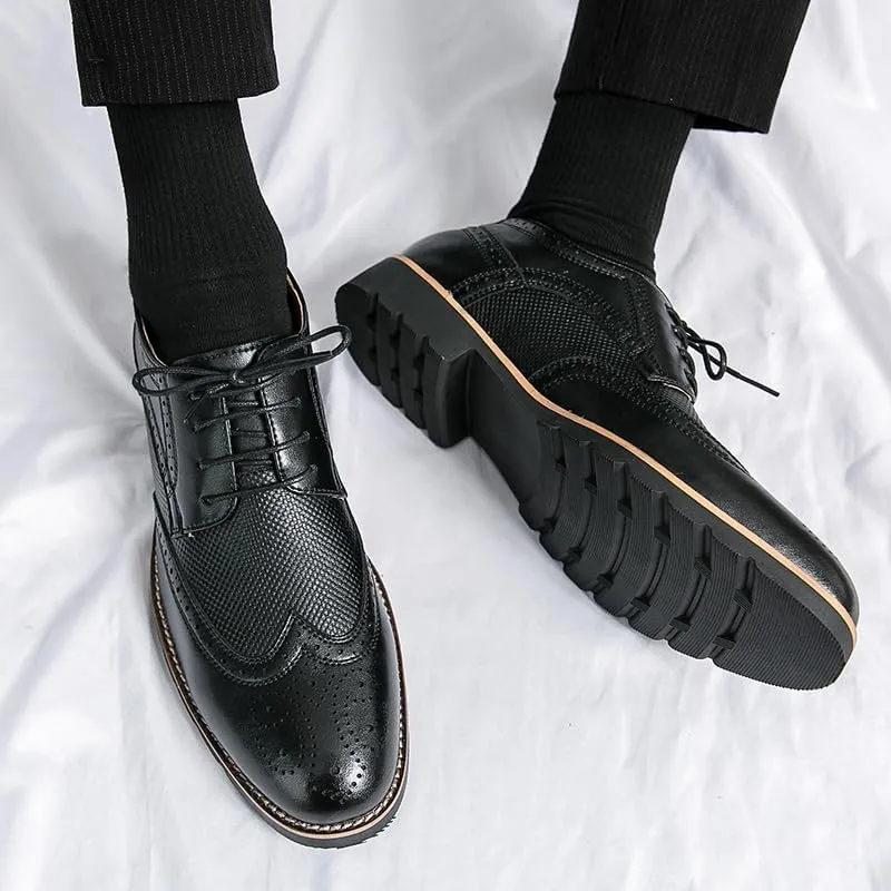 Handmade Mens Wingtip Oxford Shoes Brown Leather Brogue Men's Dress Shoes Classic Business Formal Shoes for Men Zapatillas Hombre