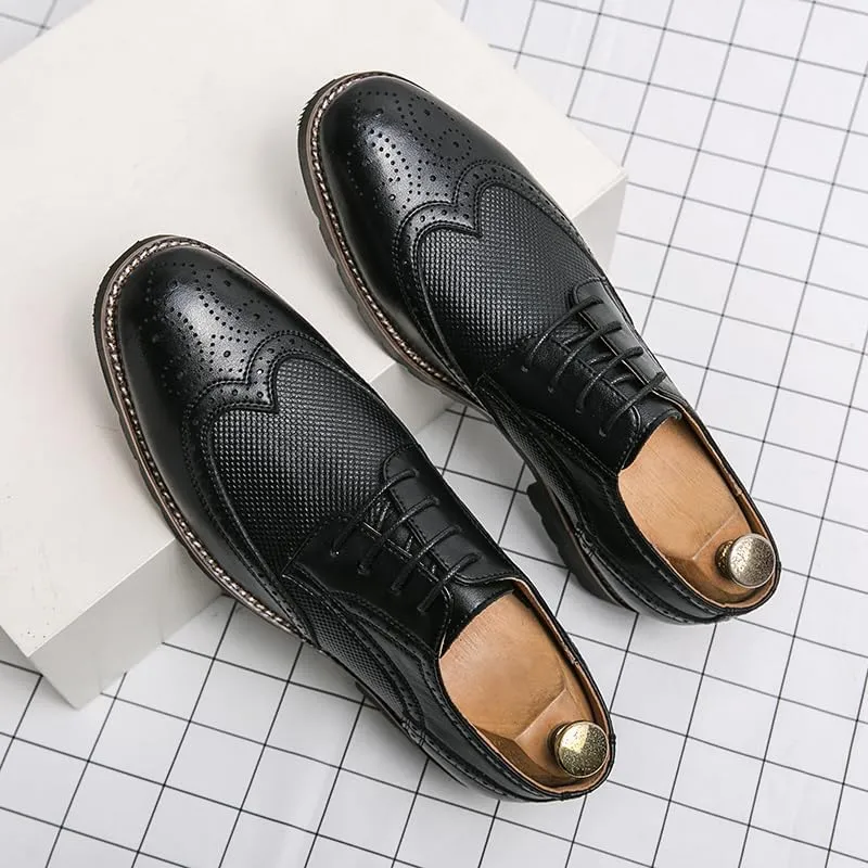 Handmade Mens Wingtip Oxford Shoes Brown Leather Brogue Men's Dress Shoes Classic Business Formal Shoes for Men Zapatillas Hombre