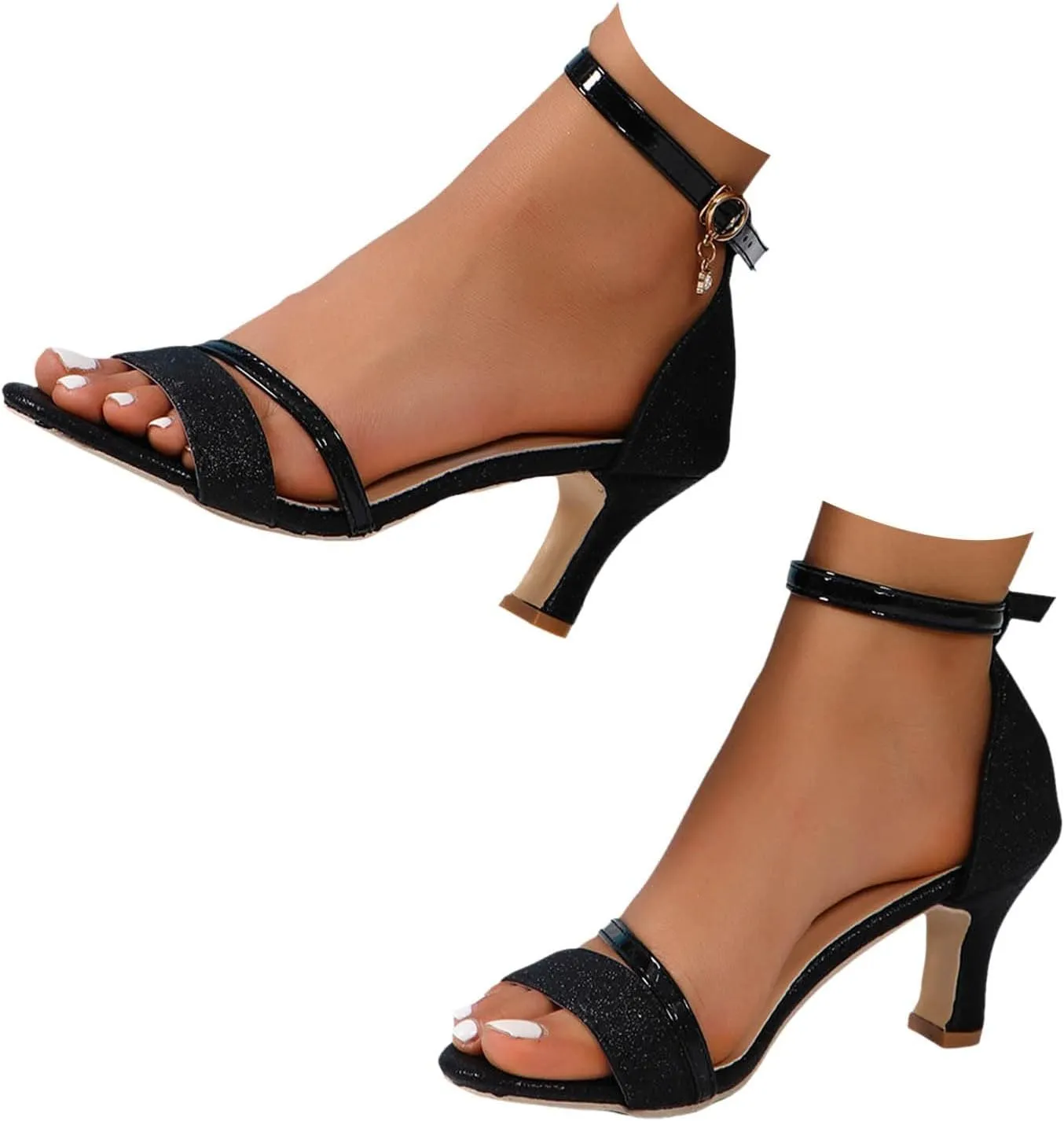 High Heels for Women Heels Shoes Stiletto Sandals Open Toe Dressy Sexy Sandals Stilettos Round with Ankle Strap