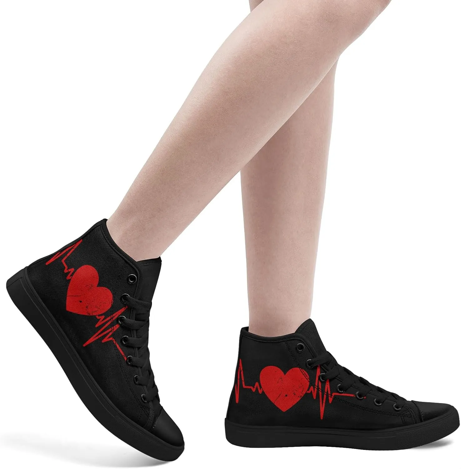 High-Top Sneakers for Men & Women – Romantic Design Canvas Shoes Stylish Casual Streetwear Walking Shoes, Trendy Lover Gift