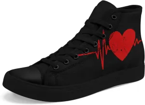 High-Top Sneakers for Men & Women – Romantic Design Canvas Shoes Stylish Casual Streetwear Walking Shoes, Trendy Lover Gift