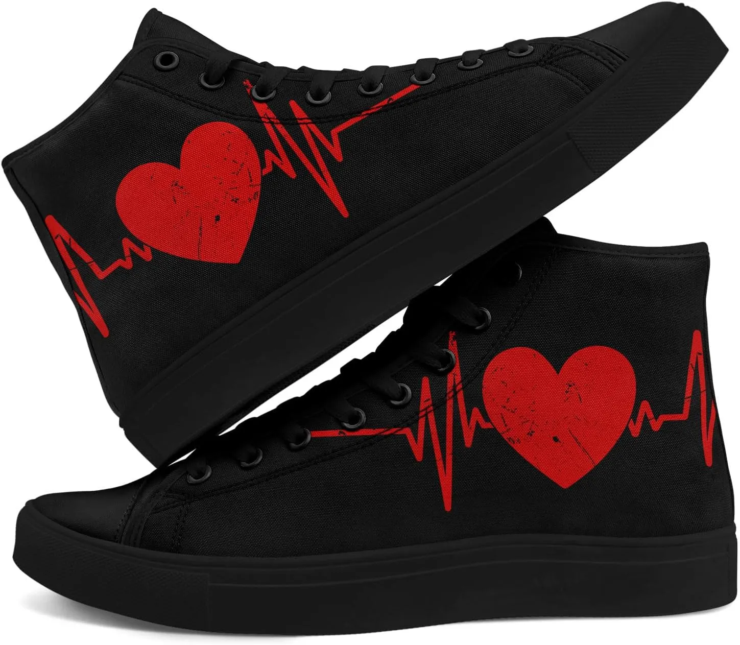 High-Top Sneakers for Men & Women – Romantic Design Canvas Shoes Stylish Casual Streetwear Walking Shoes, Trendy Lover Gift