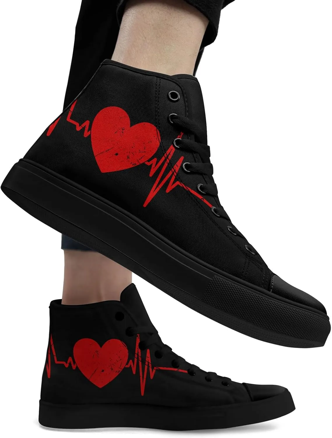 High-Top Sneakers for Men & Women – Romantic Design Canvas Shoes Stylish Casual Streetwear Walking Shoes, Trendy Lover Gift