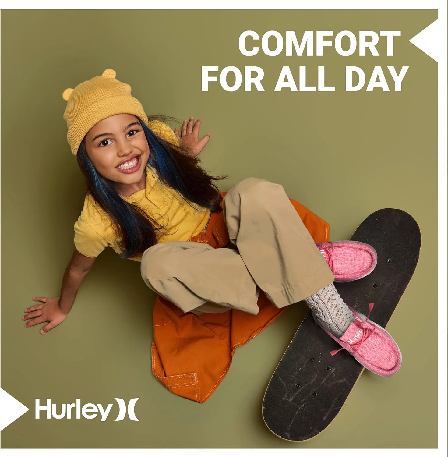 Hurley Kids Elastic Lace Loafers, Canvas Shoes for Boys & Girls - Comfortable, Durable, Stylish - Kid's Fashion Sneakers, Wide Toe Shoes for Everyday Wear
