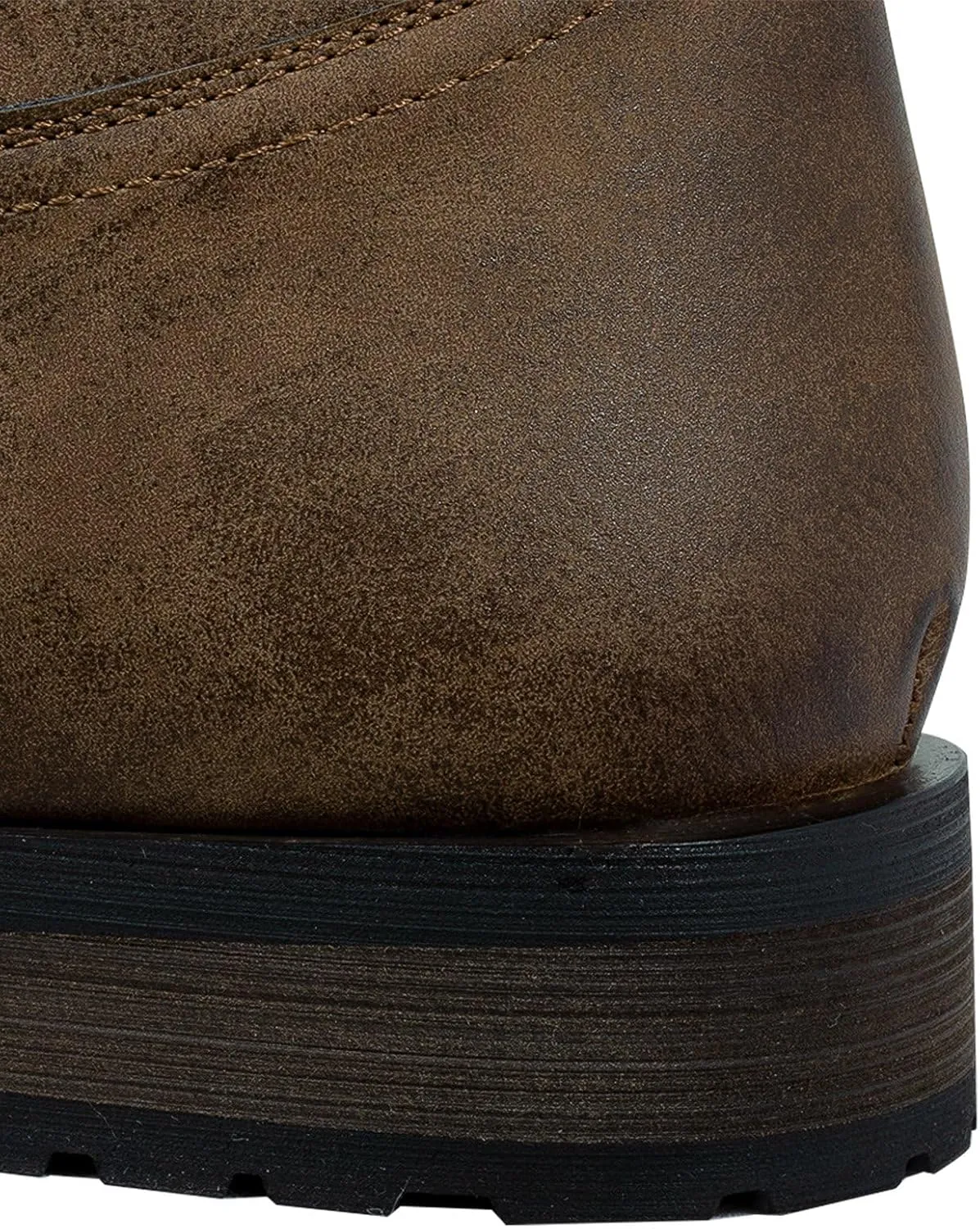J's.o.l.e Cowboy Boots for Men Square Toe Work Boots Pull on Silp Resistant Wide Calf Leather Men's Western Boot Brown