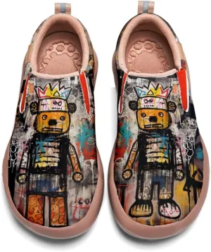 Kids Slip-on Loafers Boys Girls Comfortable Travel Shoes Lightweight Casual Walking Shoes Graffiti Art