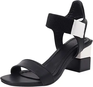 Ladies Fashion Blocking Leather Open Toe Hook Loop Thick High Heeled Sandals Square Toe Shoes Sandals Women Beach