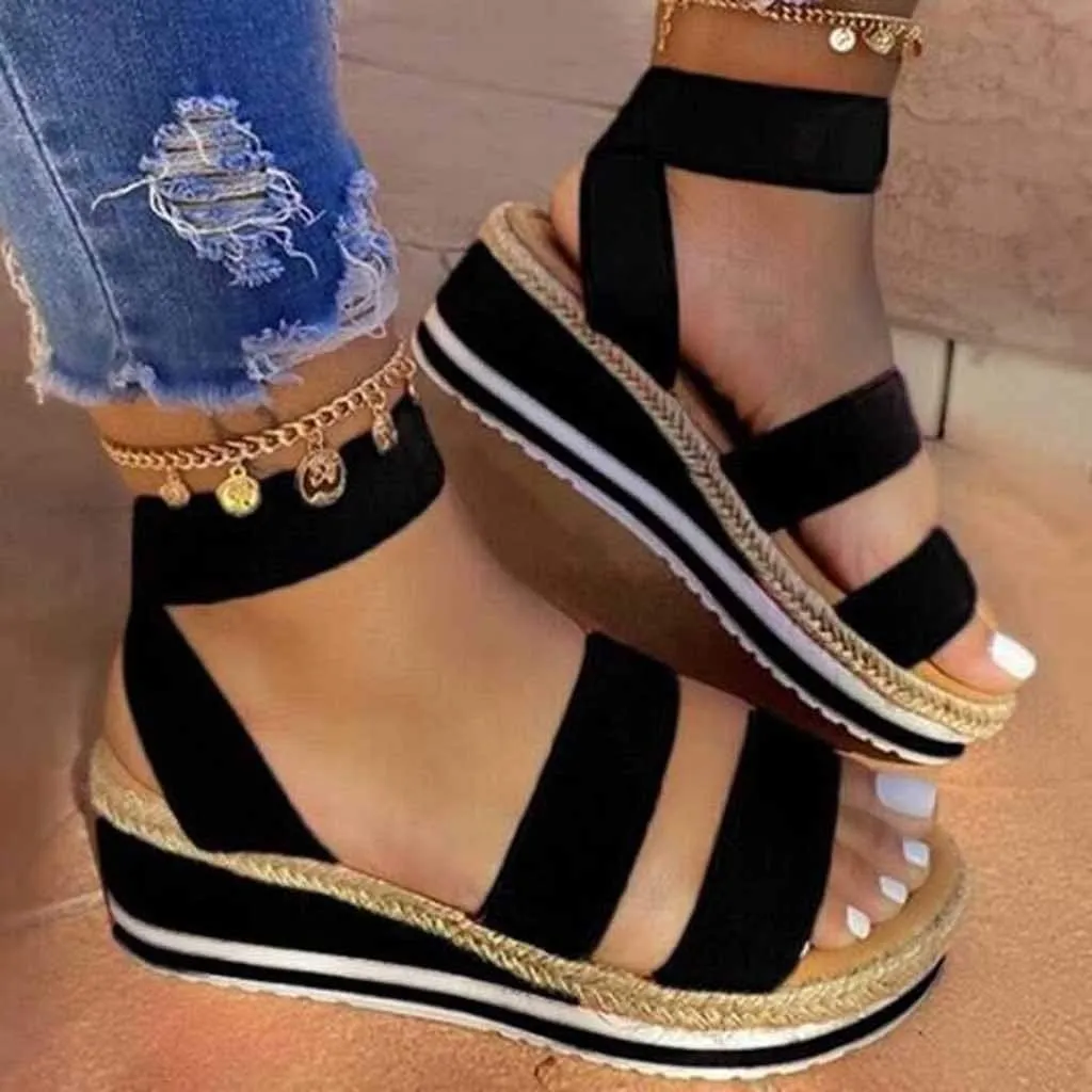 Lady Bandage Wedge Sandals for Women Summer Sandals Open Toe Platform Sandals