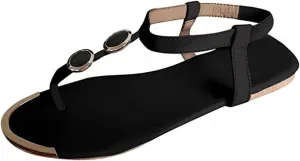 Lausiuoe Sandals for Women Dressy Summer,Womens Ankle Strap Casual Strappy Flat Sandals Gladiator Beach Sandals Thong Flip Flops