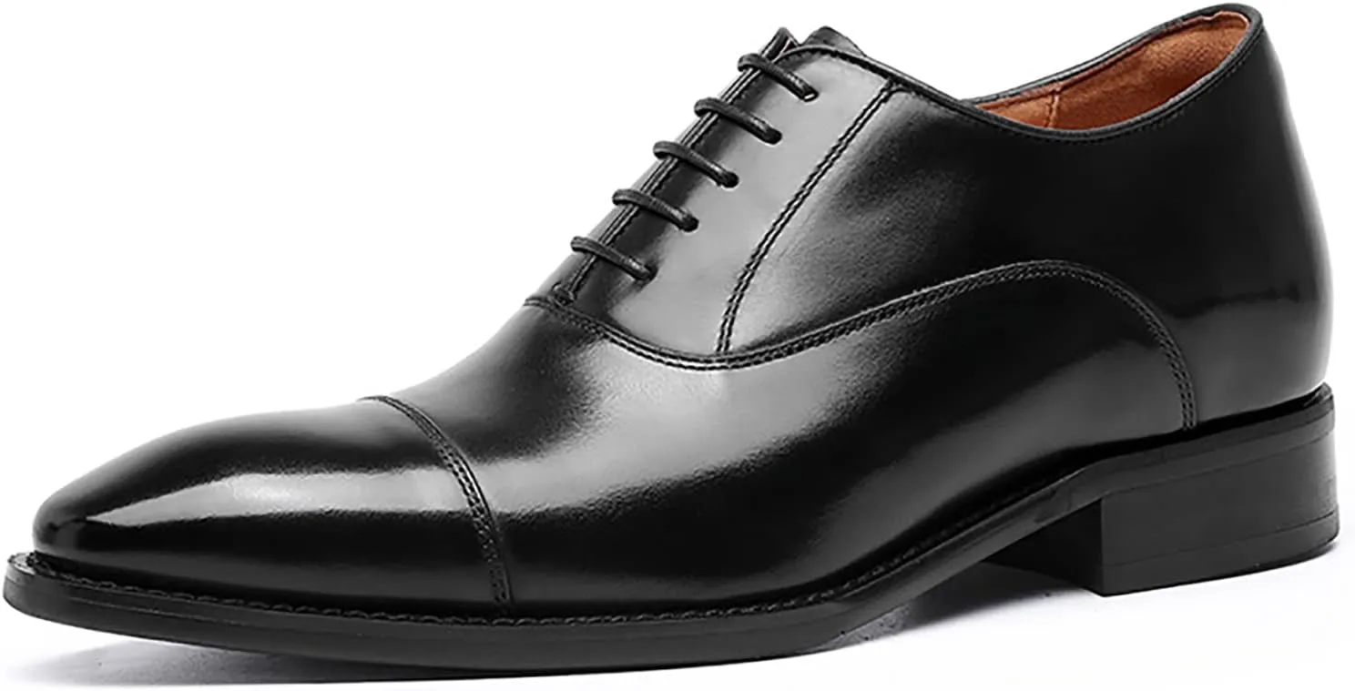 Leather Shoes for Mens Brown Leather Formal Casual Slip On Driving Shoes Business Men's Boat Casual Walking Shoes Handmade Moccasin Dress Shoes,Black,6.5US/38EU