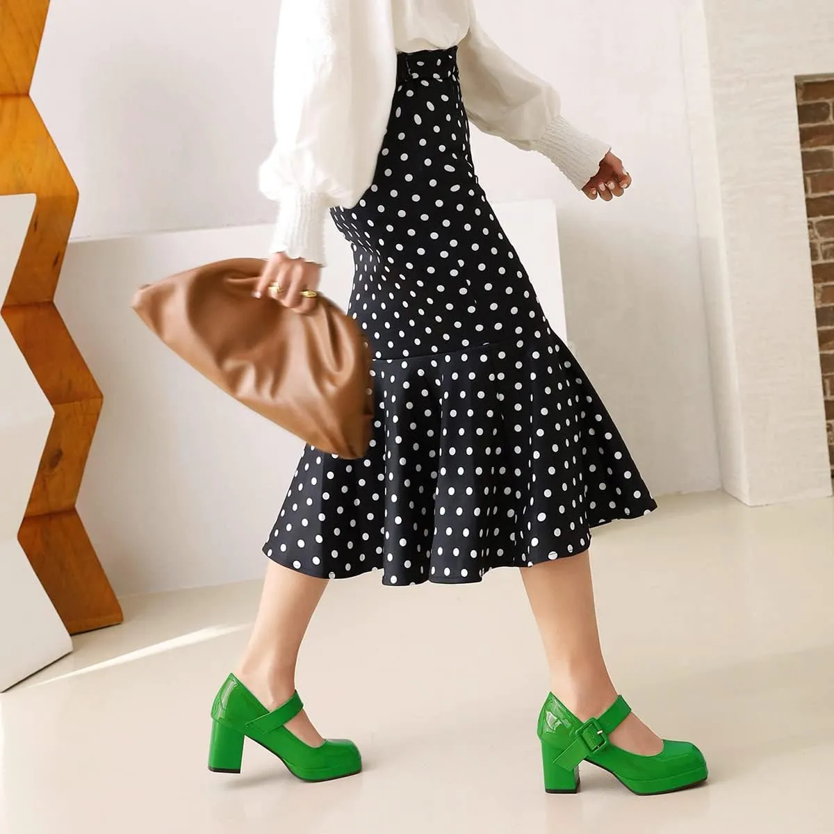 LEHOOR Women Chunky Platform Mary Jane Pumps Square Toe Buckled Ankle Strap 3" Block High Heels Mary Janes Lolita Shoes Goth Punk Heels Closed Toe Sandals Girl Office Work Fashion Trendy 4-15 M US