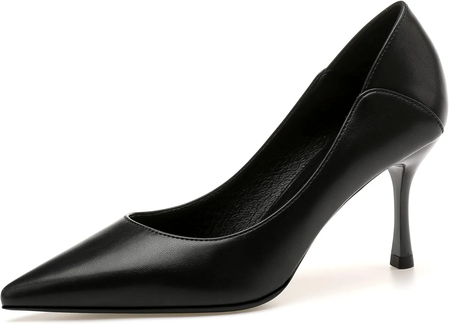 LizFoYa Women Pointed Toe Polished Leather Office Pumps Dressy Pumps Shoes Foldable Back Slide Heels