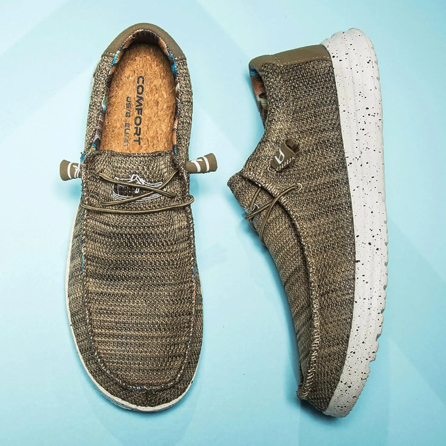 Mens Canvas Lightweight Soft Comfortable Lace-Up Loafers