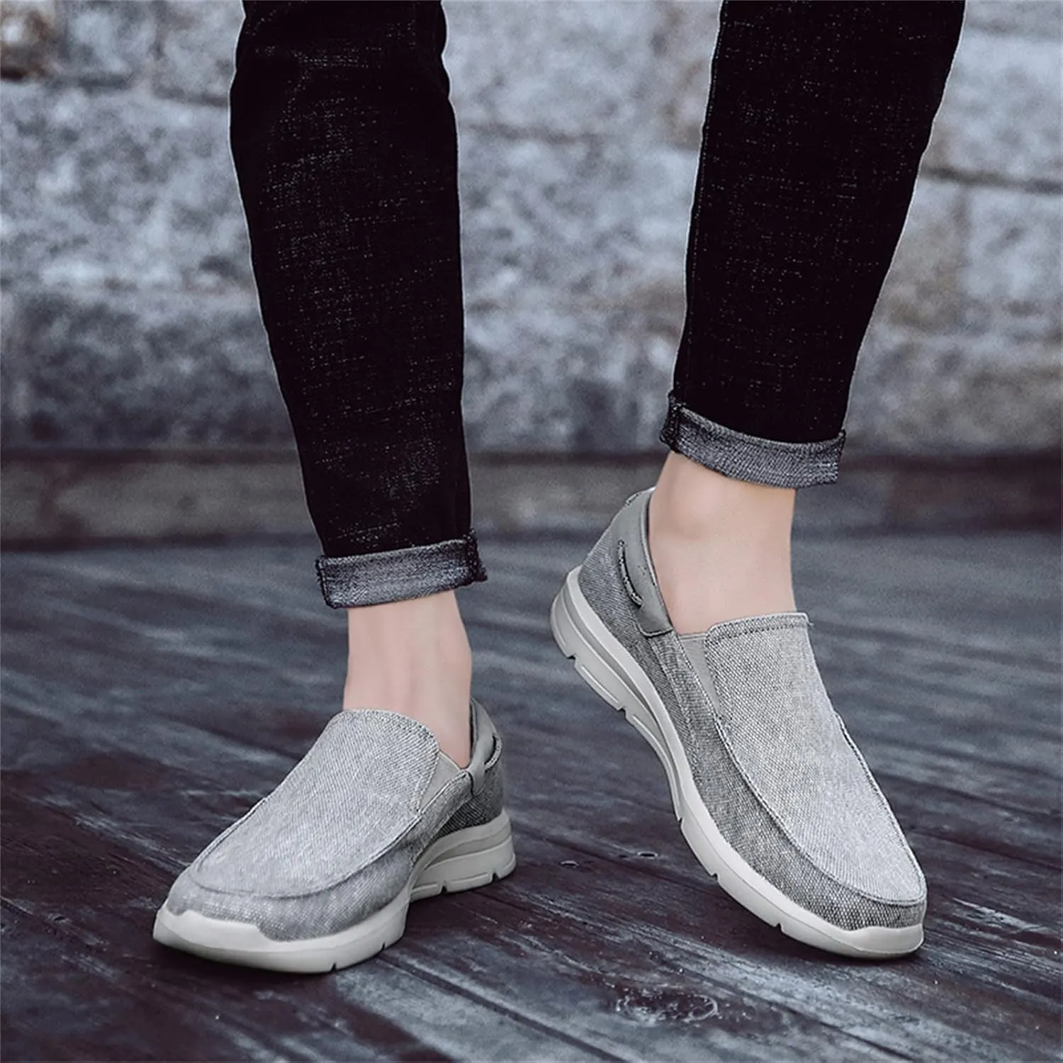 Men's Casual Canvas Shoes, Comfortable and Lightweight Lefu Shoes, one Foot Nail Board Shoes, Lightweight Walking Shoes