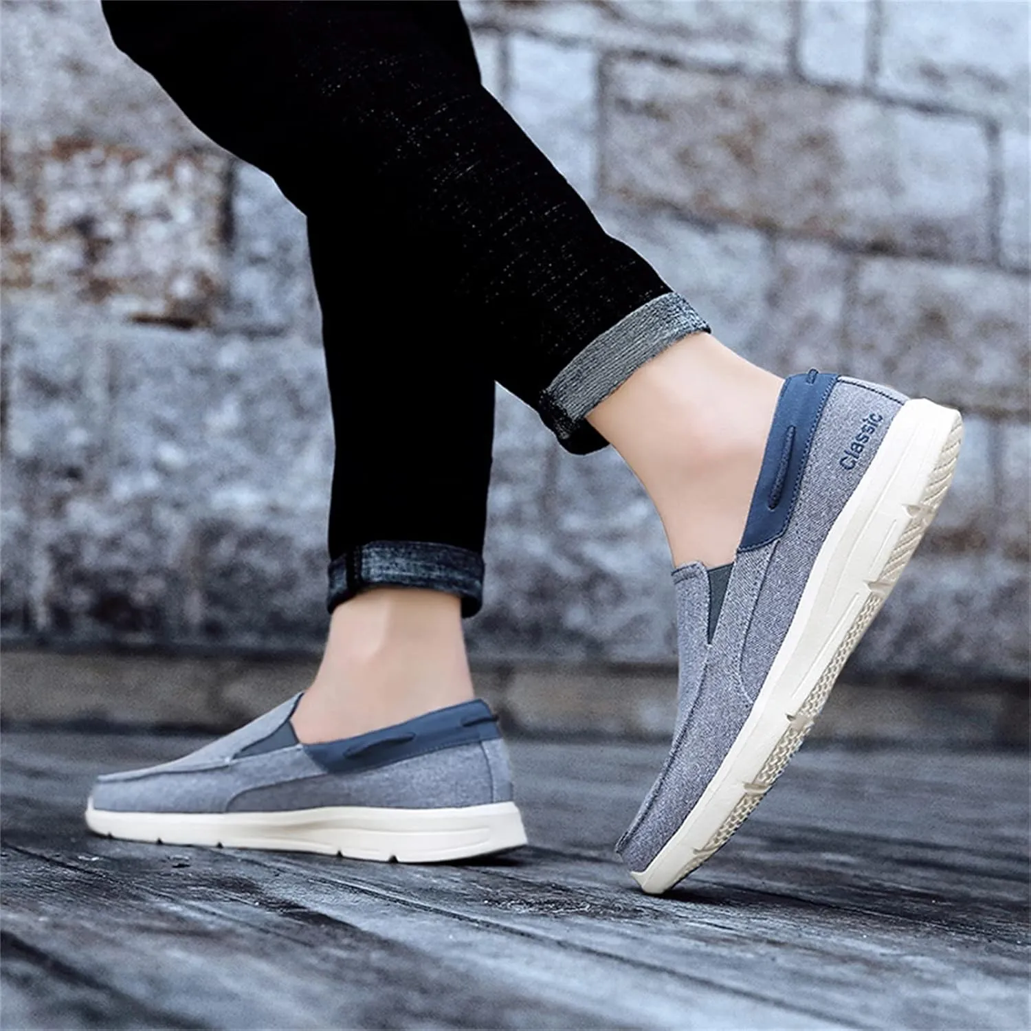 Men's Casual Canvas Shoes, Comfortable and Lightweight Lefu Shoes, one Foot Nail Board Shoes, Lightweight Walking Shoes