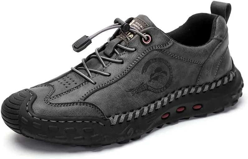 Men's Casual Leather Loafer Lace up Breathable Slip-on Sneakers Walking Shoes for Driving Business Working Office