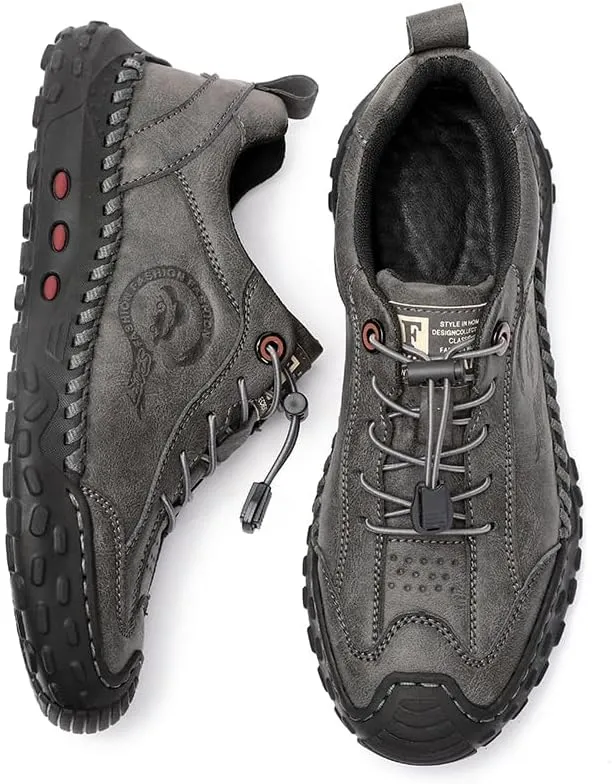 Men's Casual Leather Loafer Lace up Breathable Slip-on Sneakers Walking Shoes for Driving Business Working Office